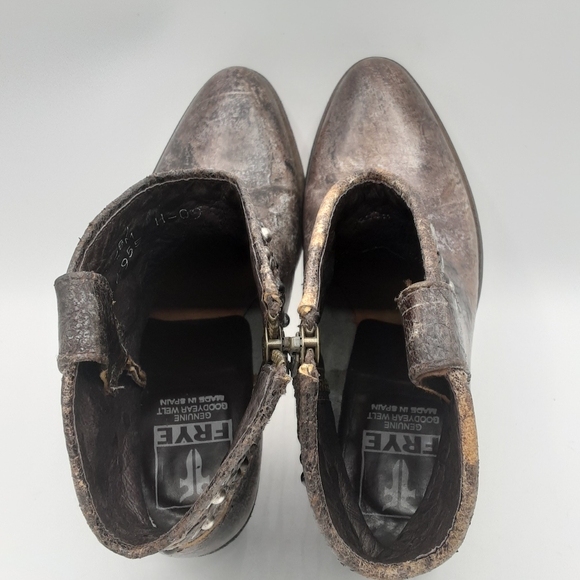 Frye Deborah Studded Metallic Leather Ankle Short Boots. - Picture 16 of 16